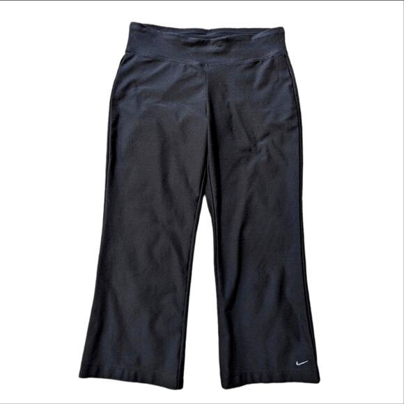 Nike Dri Fit Wide Leg Cropped Flare Wide Workout Pants Leggings - Picture 1 of 4